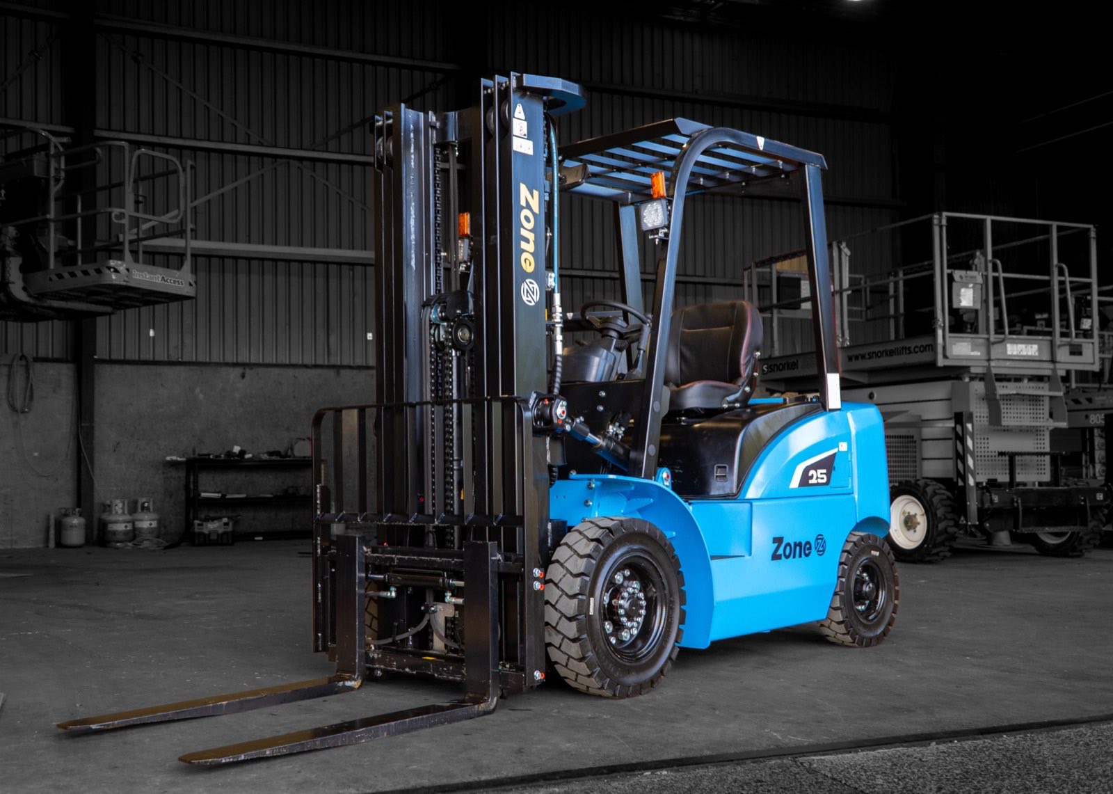 A Zone forklift in the Frontline Services workshop